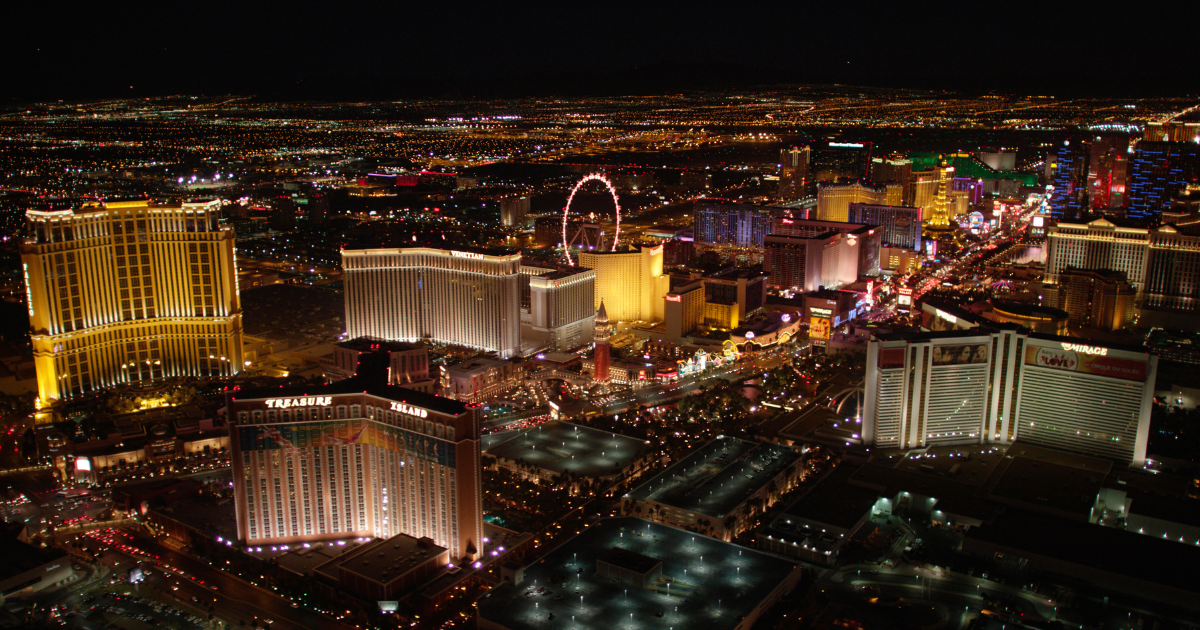 Las Vegas Strip at night skyline with bright lights, representing late night safety tips in Las Vegas and situational awareness in low visibility environments