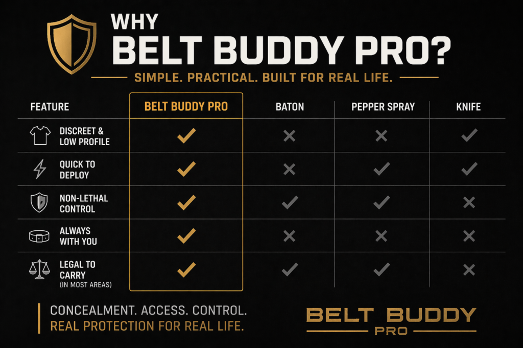Why Belt Buddy Pro comparison chart graphic